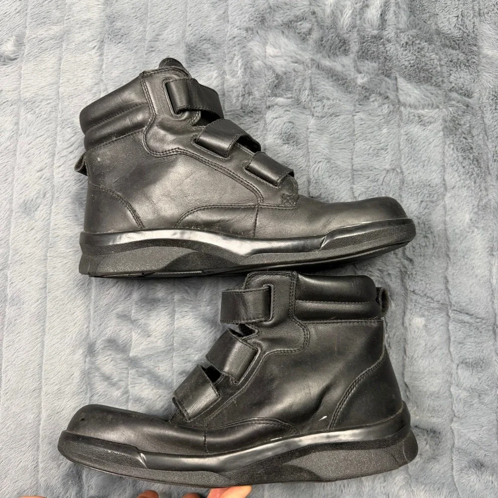 Apex B4200M Mens Black Leather Triple Strap High Top Walking Shoes 11.5 X-Wide